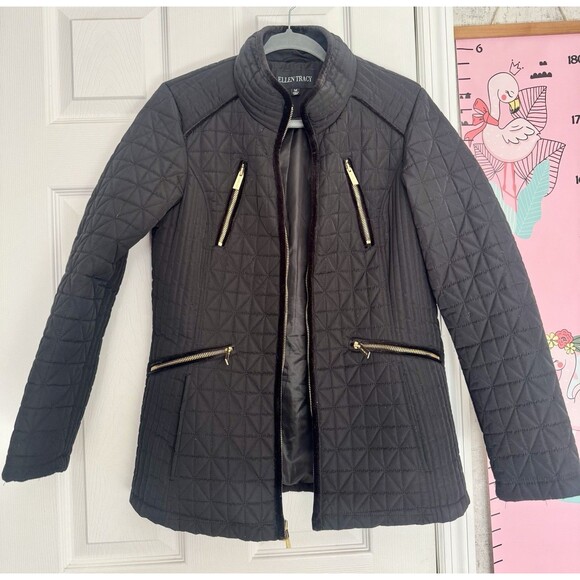 Ellen Tracy Jackets & Blazers - Ellen Tracy Quilted Jacket Black Zipped Medium Winter Spring Fall